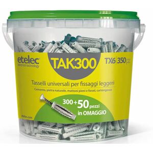 Etelec Srl Tx6 (Fusto 300 Pz) Tass Nylon 6x30 Mm+vite  - Etl Tak300