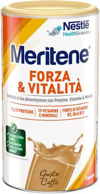 Nestle' it.spa(healthcare nu.) NESTLE MERITENE FORZA E VITALITA' POLVERE GUSTO CAFFE' INTEGRATORE DI PROTEINE VITAMINE E MINERALI 270G