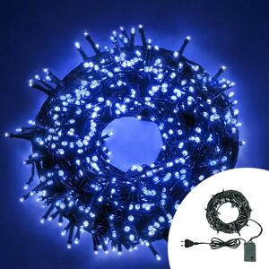 Catena di luci 15 metri da 200 Led Blu con cavo verde Wisdom