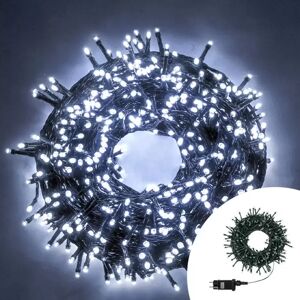 Catena di luci 25 metri da 500 Led Bianco Freddo con cavo verde Wisdom