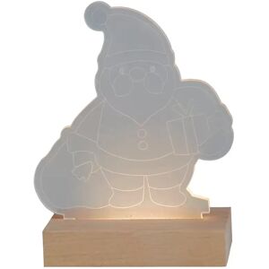 Viscio Trading Luce decorativa natalizia da tavolo a Led a forma di Babbo Natale con base in legno Bianco caldo Viscio