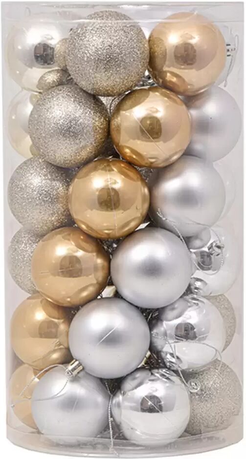 Viscio Trading Palline decorative Oro e Argento per Albero di Natale Confezione 36 pz Viscio