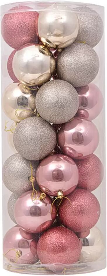 Viscio Trading Palline decorative Rosa e Champagne per Albero di Natale Confezione 28 pz Viscio