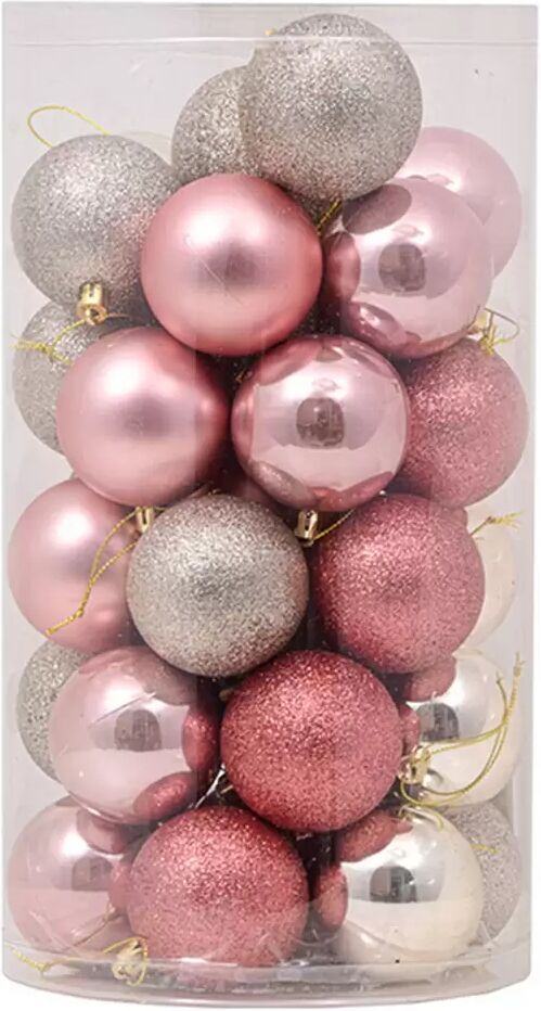 Viscio Trading Palline decorative Rosa e Champagne per Albero di Natale Confezione 36 pz Viscio