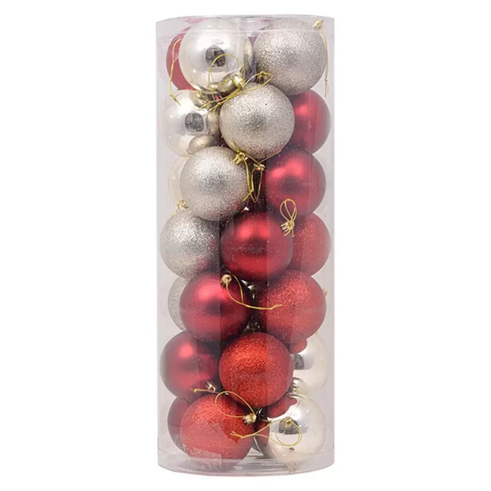 Viscio Trading Palline decorative Rosso e Champagne per Albero di Natale Confezione 28 pz Viscio