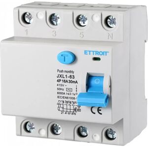 Interruttore differenziale puro Salvavita modulare 4P 16A 30mA 6KA 380V Ettroit