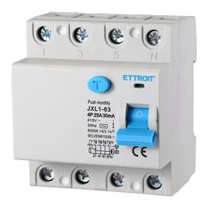 Interruttore differenziale puro Salvavita modulare 4P 25A 30mA 6KA 380V Ettroit