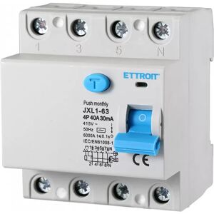 Interruttore differenziale puro Salvavita modulare 4P 40A 30mA 6KA 380V Ettroit