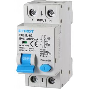 Interruttore magnetotermico differenziale modulare 1P+N 10A 30mA 4.5KA 220V Ettroit