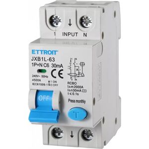 Interruttore magnetotermico differenziale modulare 1P+N 6A 30mA 4.5KA 220V Ettroit