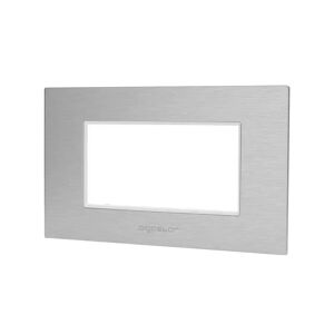Aigostar Placca 4 moduli 504 in alluminio argento compatibile anche con BTicino Livinglight