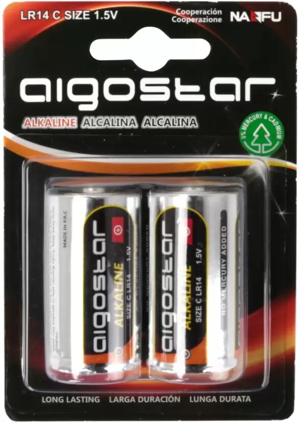 Batteria Aigostar 1,5V C Mezzatorcia Alcalina confezione da 2 pile