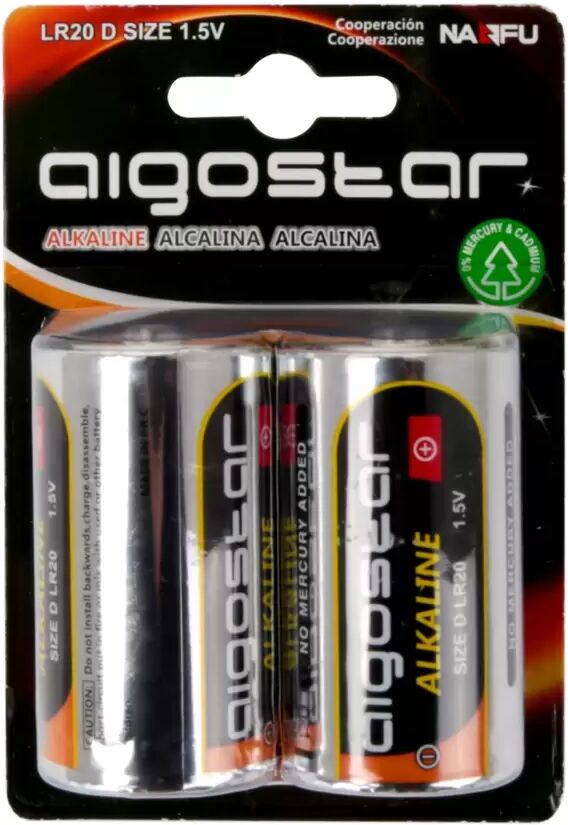 Batteria Aigostar 1,5V D Torcia Alcalina confezione da 2 pile