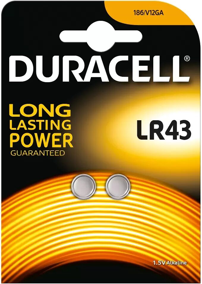 Batteria bottone Duracell 1,5V LR43 Alcalina confezione da 2 pile