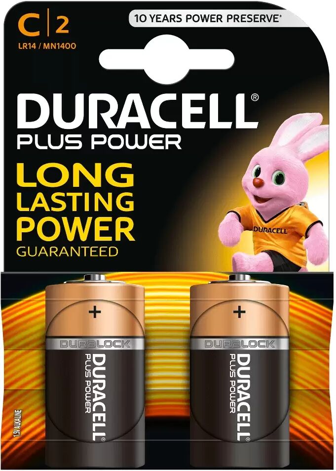 Batteria Duracell 1,5V C Mezzatorcia Plus Power Alcalina confezione da 2 pile