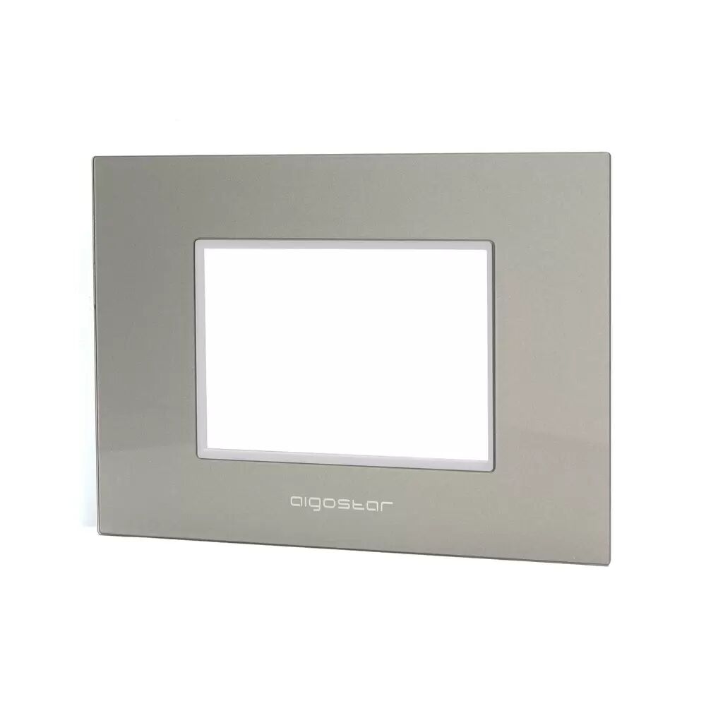Aigostar Placca 3 moduli 503 in vetro grigia compatibile anche con BTicino Livinglight