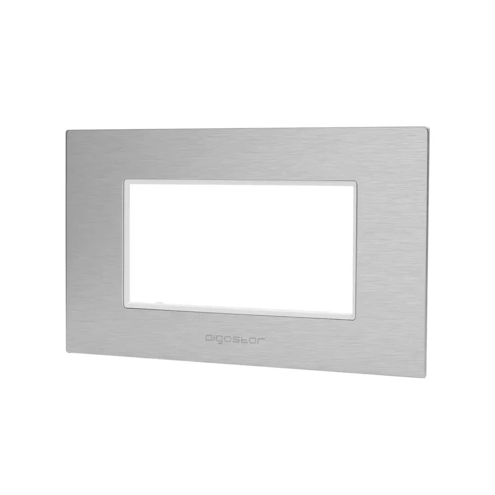 Aigostar Placca 4 moduli 504 in alluminio argento compatibile anche con BTicino Livinglight
