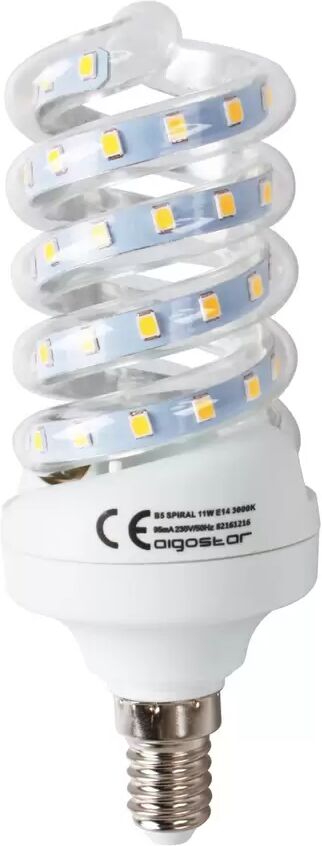 Lampadina Led E14 a tubo a spirale 11W Bianco caldo 3000K Aigostar