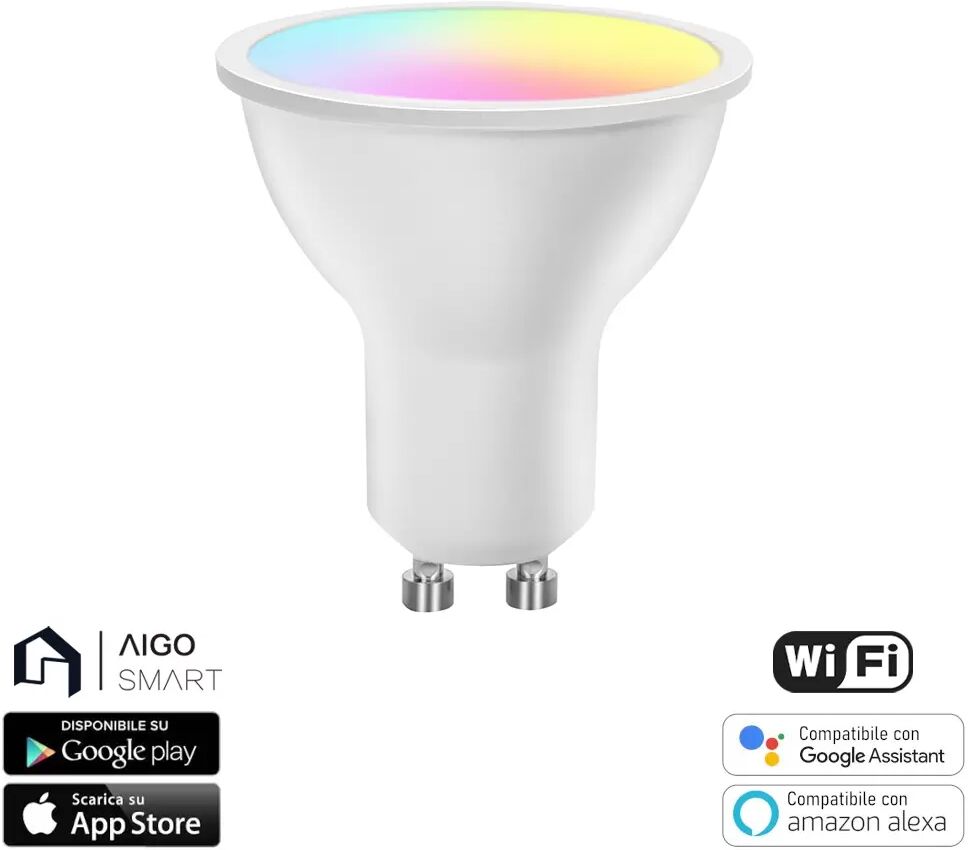 Faretto Led Smart GU10 6,5W WiFi RGB CCT luce regolabile e dimmerabile Aigostar