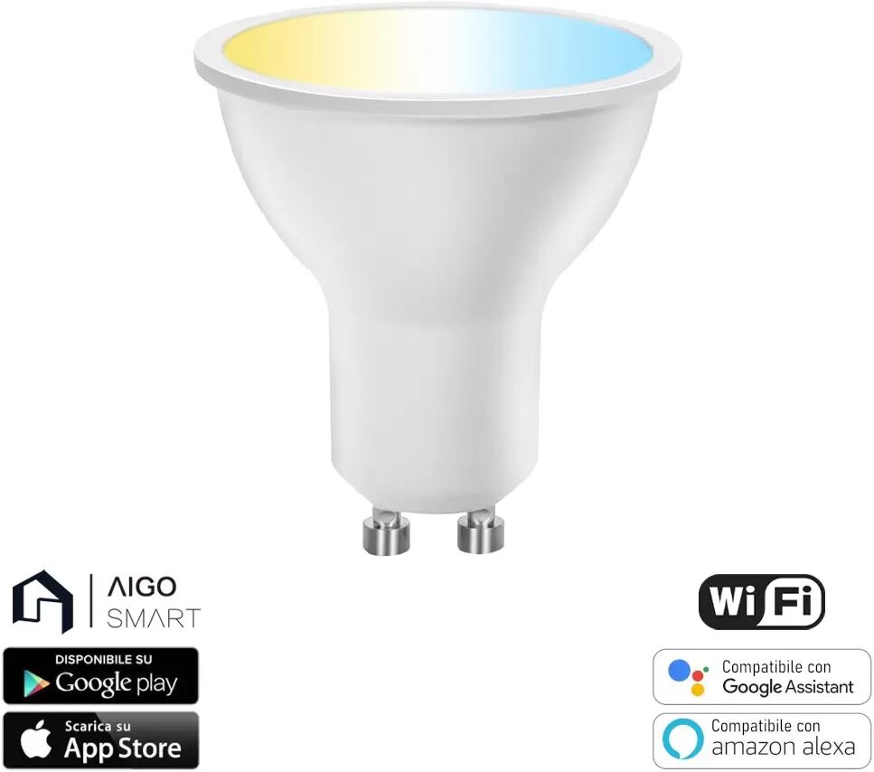 Faretto Led Smart GU10 6W WiFi CCT luce regolabile e dimmerabile Aigostar