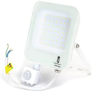 Faro proiettore Led 30W Bianco da esterno IP65 Bianco neutro 4000K con sensore crepuscolare e di movimento Aigostar