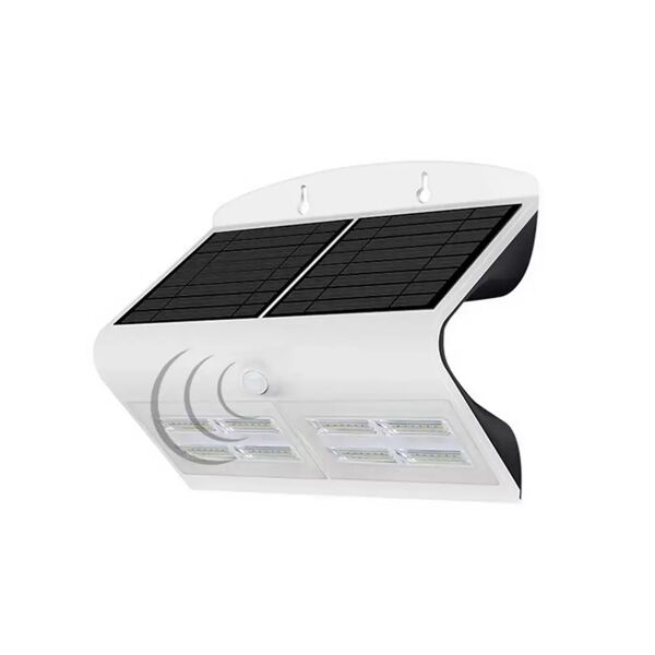 novaline applique led 1,5w bianco con pannello solare ip65 bianco neutro 4000k con sensore crepuscolare e di movimento novaline