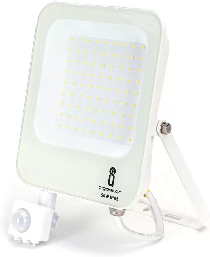 faro proiettore led 50w bianco da esterno ip65 bianco neutro 4000k con sensore crepuscolare e di movimento aigostar