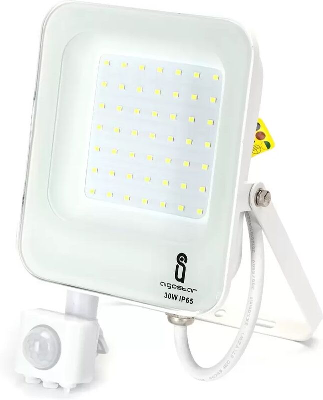 Faro proiettore Led 30W Bianco da esterno IP65 Bianco freddo 6500K con sensore crepuscolare e di movimento Aigostar