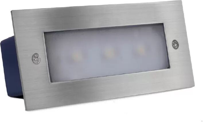 Segnapasso Led Argento 3W da incasso a parete Rettangolare IP65 Bianco caldo 3000K Wisdom