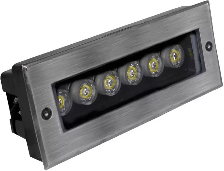 Segnapasso Led Argento 6W da incasso a parete Rettangolare IP65 Bianco caldo 3000K Wisdom