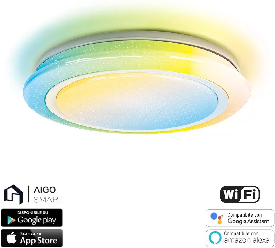 Plafoniera Led Smart 36W + 3W WiFi CCT luce regolabile e dimmerabile Aigostar