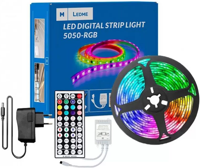 Kit Striscia Led 12V 24W SMD 5050 5 metri x IP20 con telecomando RGB M LEDME