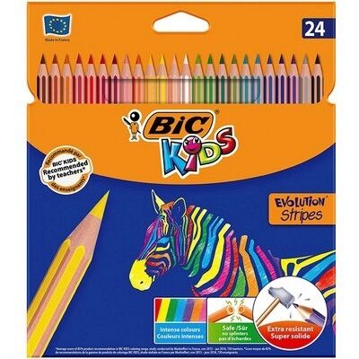 Offertecartucce.com Colori pastelli Bic Kids Evolution Stripes 3,20 mm conf. 24 pz.