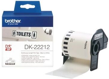 Etichette adesive per etichettatrice originale Brother DK22212 DK Tape da 62 mm (Rotolo 15,24 metri) NERO