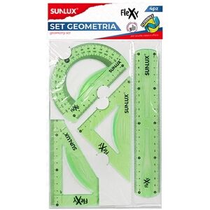 Offertecartucce.com Kit Geometria Sunlux righello squadre e goniometro colore verde conf. da 4 pz.