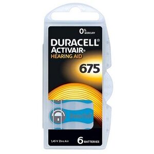 Offertecartucce.com Duracell 6 Batterie otoacustiche 675 1,45V Zinco-Aria