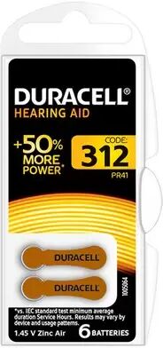 Offertecartucce.com Duracell 6 Batterie otoacustiche 312 1,45V Zinco-Aria