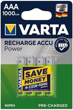 Offertecartucce.com Varta Recharge Accu Power 4 Batterie ministilo ricaricabili 1000mAh AAA 1,2V