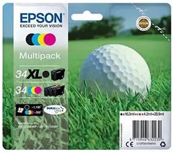 Cartuccia originale Epson C13T34794020 Multipack 34 XL Pallina da golf (Conf. da 4 pz.) NERO+COLORE