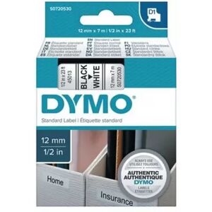 Nastro per etichettatrice originale Dymo S0720530A 45013LT Plastic da 12 mm (Rotolo 7 metri) NERO SU BIANCO