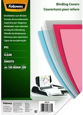 Offertecartucce.com Copertina trasparente Fellowes Clear per rilegatura A4 200 micron conf. 100 pz.