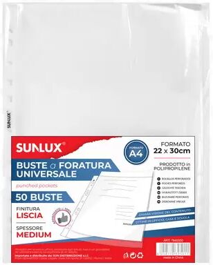 Offertecartucce.com Buste perforate Sunlux finitura liscia standard 22&#215;30 cm conf. 50 pz.