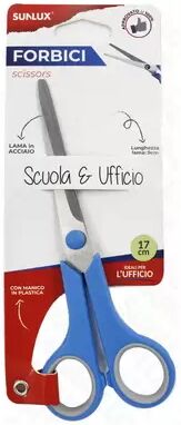 Offertecartucce.com Forbice Sunlux 17 cm impugnatura gommata lama in acciaio azzurra 1 pz.