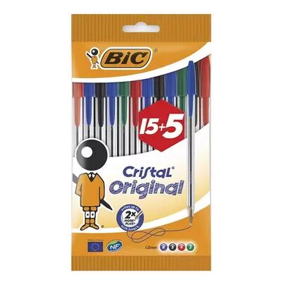 Offertecartucce.com Penna Bic Cristal Original medium a sfera colori assortiti 1 mm conf. 20 pz.