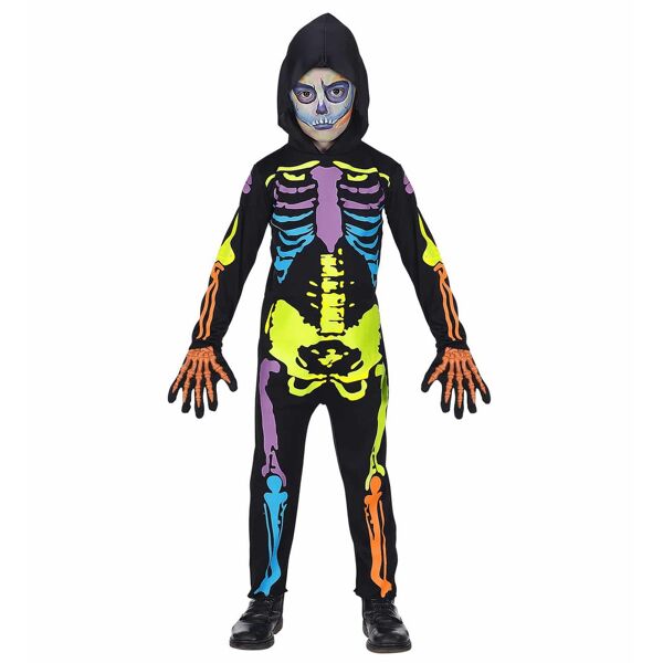 widman costume da scheletro colorato - 104 cm