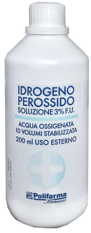POLIFARMA BENESSERE Srl Perossido Idrogeno 3% 200 Ml Acqua Ossigenata 10 Volumi Stabilizzata