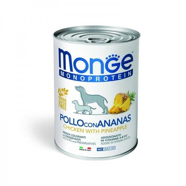 monge monoprotein pollo con ananas per cani 400gr - 400 g - kit 12x prezzo a confezione