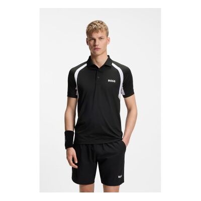 Boss per uomo. 50554552 Polo slim fit in tessuto elasticizzato ad asciugatura rapida, nera (3XL), Nero, Sportivo, Sintetico, Manica corta Boss per uomo. 50554552 Polo slim fit in tessuto elasticizzato ad asciugatura rapida, nera (3XL), Nero, Sportivo, Sintetico, Manica corta