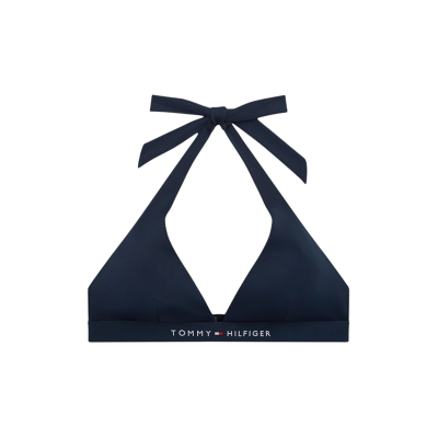 Tommy Hilfiger per donna. UW0UW06358 Top bikini originale con logo blu navy (S), Beachwear, Nylon Tommy Hilfiger per donna. UW0UW06358 Top bikini originale con logo blu navy (S), Beachwear, Nylon