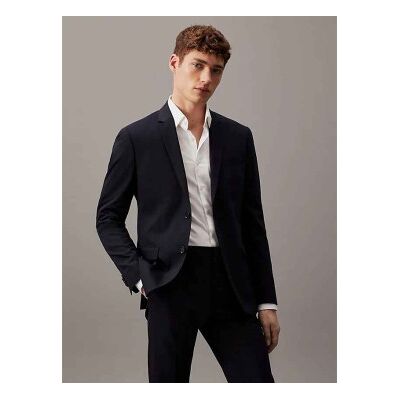 Calvin per uomo. K10K103083 Blazer slim blu scuro (46), Casual, Da sera, Lana, Elastan, Manica lunga, Navy Calvin per uomo. K10K103083 Blazer slim blu scuro (46), Casual, Da sera, Lana, Elastan, Manica lunga, Navy